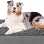 Orthopedic Memory Foam Bed for Large Dogs, Waterproof Cooling Pet Mats for Crate with Removable Washable Cover,Ideal for Arthritic Dogs, L(35inch,65Lbs)