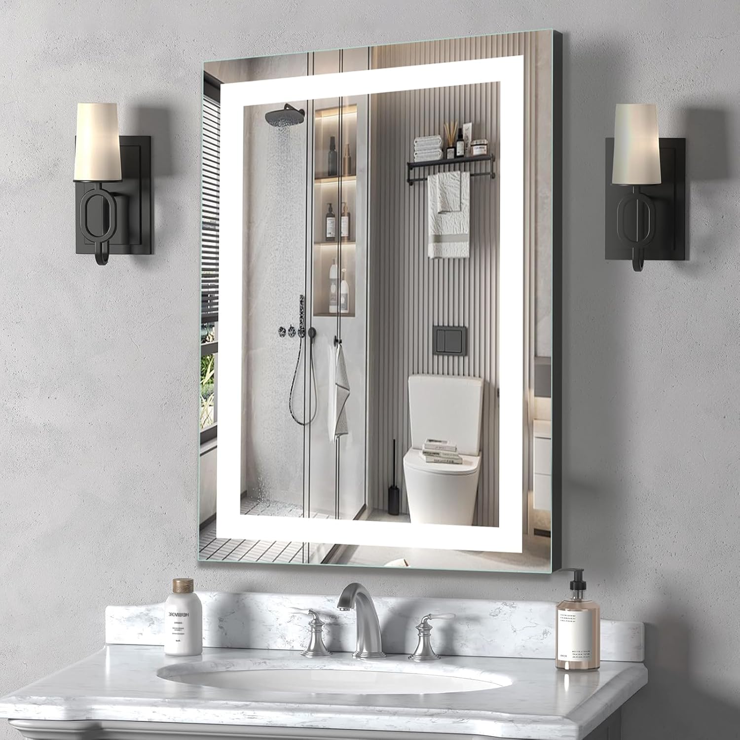 1624 inches LED Bathroom Mirror, Bathroom Vanity Mirror with Lights for Wall, Wall Mounted Vanity for Bathroom Makeup, Stepless Dimmable&Colors, Anti-Fog, Memory Function, Waterproof 1624 inches LED Bathroom Mirror, Bathroom Vanity Mirror with Lights for Wall, Wall Mounted Vanity for Bathroom Makeup, Stepless Dimmable&Colors, Anti-Fog, Memory Function, Waterproof