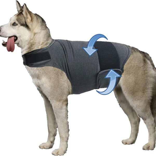 Dog Anxiety Jacket, Skin-Friendly Calming Shirt for Dogs - Dog Vest for Thunder, Fireworks and Separation - Keep Pet Calm Without Medicine & Training, Anti Anxiety Coat for Dogs (Dark Grey, XL)