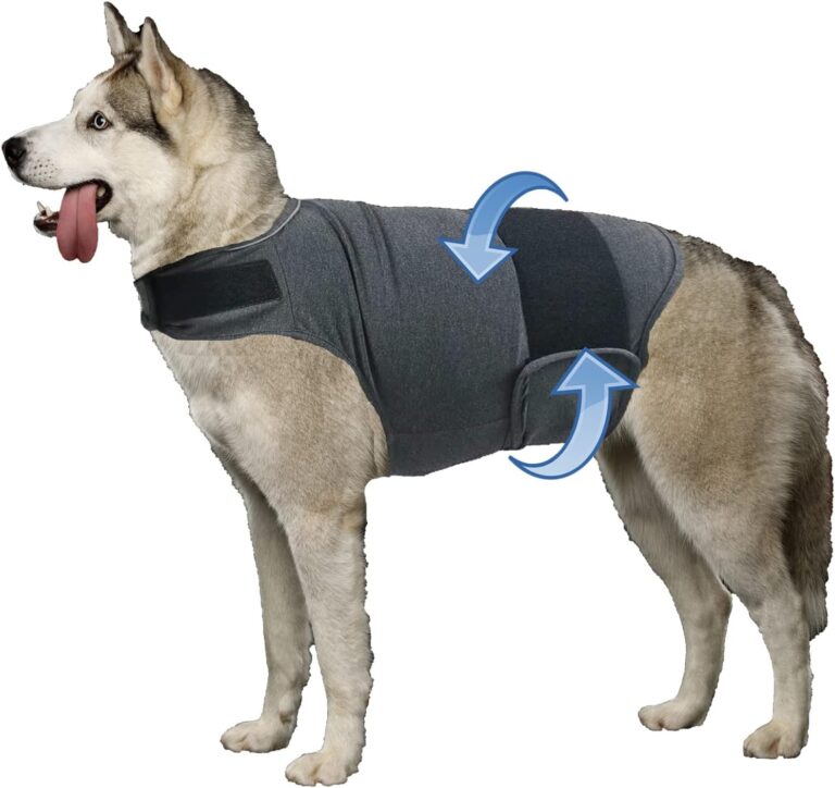 Dog Anxiety Jacket, Skin-Friendly Calming Shirt for Dogs - Dog Vest for Thunder, Fireworks and Separation - Keep Pet Calm Without Medicine & Training, Anti Anxiety Coat for Dogs (Dark Grey, XL)