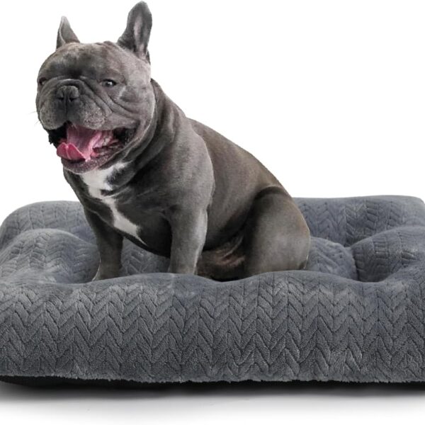 Small Dog Bed for Crate Washable with Anti-Slip Crate Pad Soft Fluffy Kennel Pad for Dog Cage 24 inch Puppy Bed fit Up to 25 lbs Pets Comfy Sleeping Pillow,24 x 18 Dark Gray