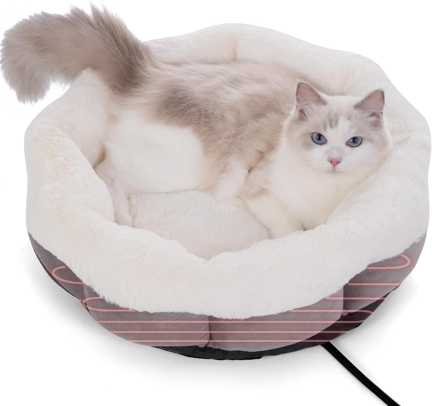 Heated Cat Bed for Indoor, Plush Round Winter Warm Pets Heating Bed with Insertable Heated Pad | Soft Velvet & Cotton Thermal Heating Bed | Washable Cover & Overheat Protection (20 Inches) Heated Cat Bed for Indoor, Plush Round Winter Warm Pets Heating Bed with Insertable Heated Pad | Soft Velvet & Cotton Thermal Heating Bed | Washable Cover & Overheat Protection (20 Inches)