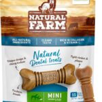 Natural Farm All-Natural Dog Dental Chew, Dog Teeth Cleaning Treats - Fresh Breath, Fight Plaque & Tartar - Canine Mess-Free Oral Care, Teeth Cleaning Chews for Dogs 5-15 Lbs (11 Treats, 2.25 Oz)