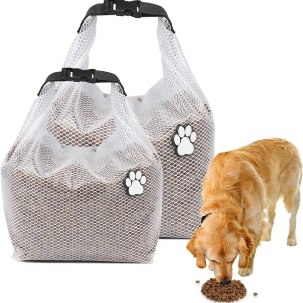 Dog Food Travel Bag 2Pack,Pet Travel Food Storage Container, Leakproof, Pet Safe,Foldable, for Maximum Freshness, for RV Road Trips, Camping, Longterm Dog Boarding Gear Accessories/white