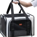 Cat Carrier Dog Carrier, Pet Travel Bag for Cats & Small Dogs up to 15 lbs, Washable Soft Sided Collapsible Airline Approved Puppy Carrier, 17.5"x12"x12. (Light Gray)