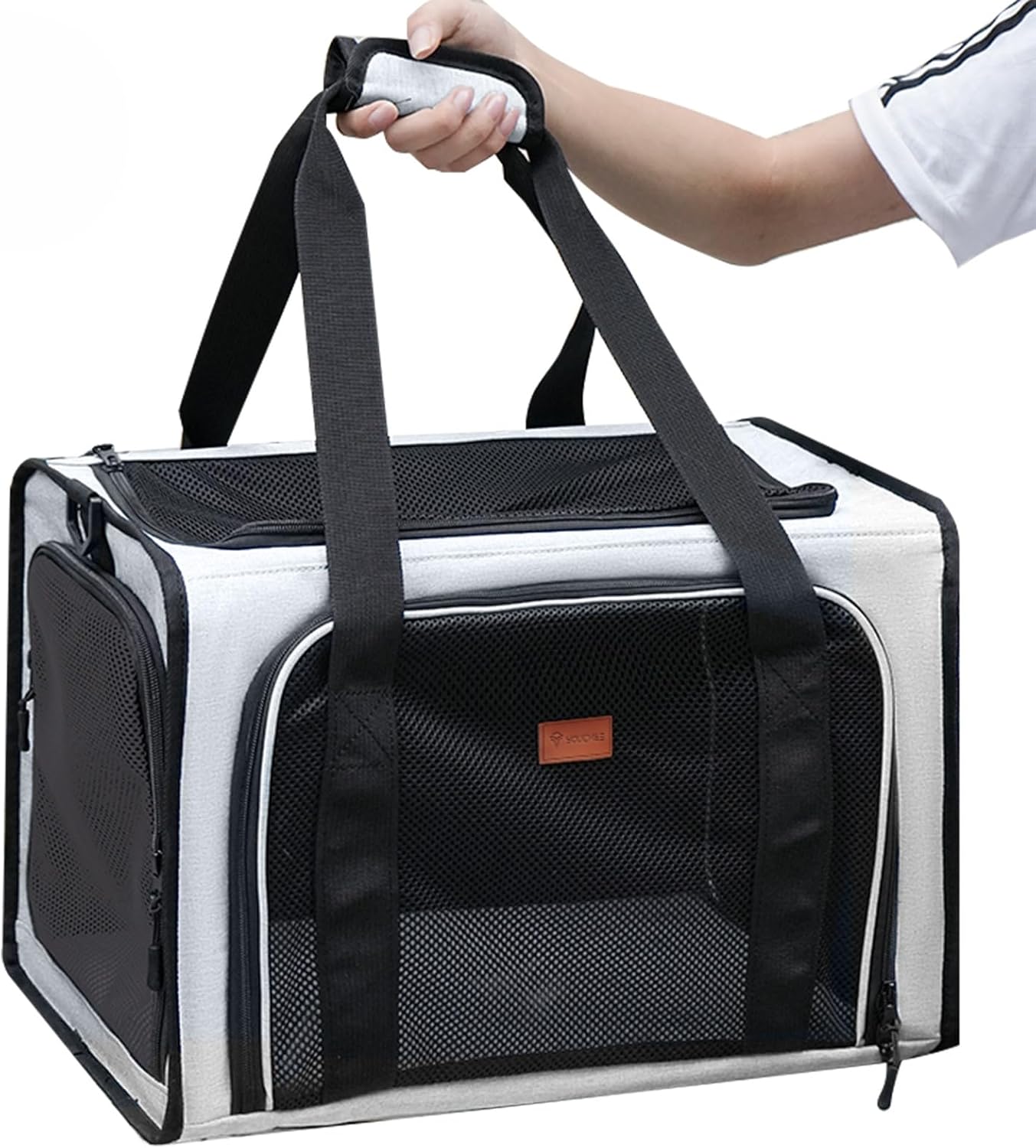 Cat Carrier Dog Carrier, Pet Travel Bag for Cats & Small Dogs up to 15 lbs, Washable Soft Sided Collapsible Airline Approved Puppy Carrier, 17.5"x12"x12. (Light Gray) Cat Carrier Dog Carrier, Pet Travel Bag for Cats & Small Dogs up to 15 lbs, Washable Soft Sided Collapsible Airline Approved Puppy Carrier, 17.5"x12"x12. (Light Gray)