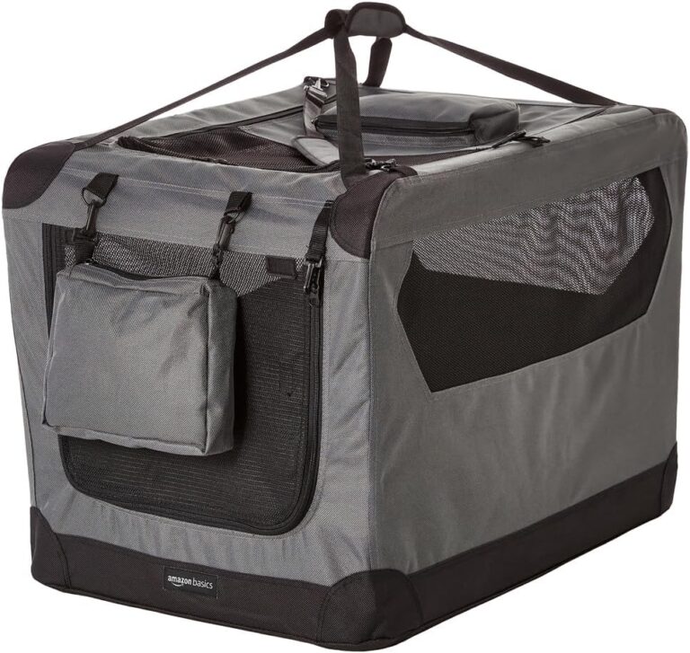 Amazon Basics Folding Portable Soft Pet Dog Crate Carrier Kennel, 30 x 21 x 21 inches, Grey