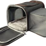 Mr. Peanut's Expandable Airline Approved Soft Sided Pet Carrier, Luxury Travel Tote with Premium Auto Self Locking Zippers, Plush Faux Fleece Bedding with Sturdy Plywood Base, 18LX10.5 (Twilight Gray)