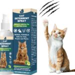 Cat deterrent spray Natural green lemon flavor Non-toxic anti scratch formula for cat and dog,Safe indoor and outdoor repellent for furniture,Blanket and plants Effective pet training assistance 100ml