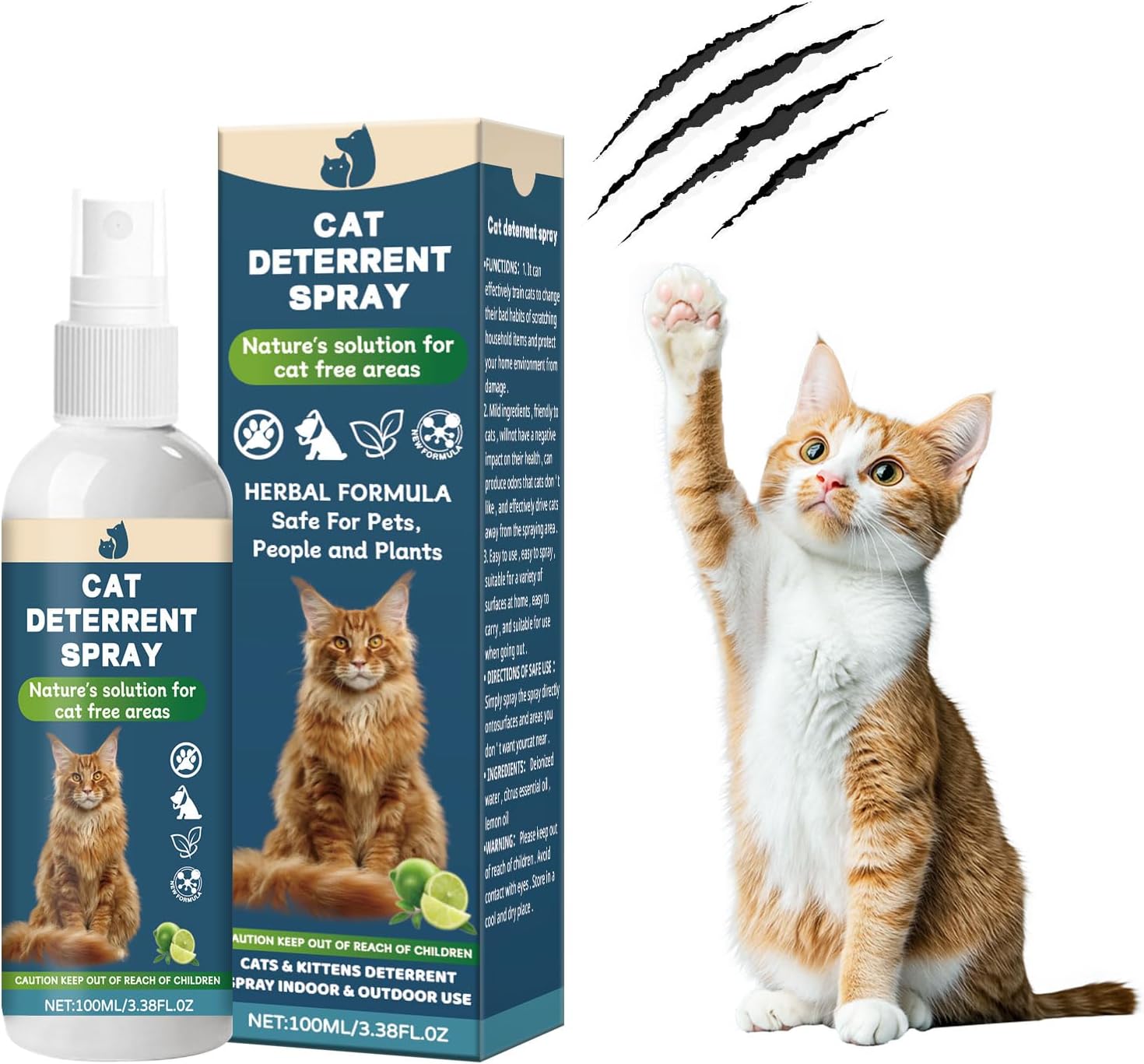 Cat deterrent spray Natural green lemon flavor Non-toxic anti scratch formula for cat and dog,Safe indoor and outdoor repellent for furniture,Blanket and plants Effective pet training assistance 100ml Cat deterrent spray Natural green lemon flavor Non-toxic anti scratch formula for cat and dog,Safe indoor and outdoor repellent for furniture,Blanket and plants Effective pet training assistance 100ml