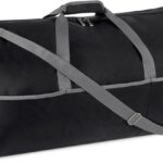 Amazon Essentials 32.4" Extra Large Foldable Nylon Duffel Bag for Travel/Storage with Zippered Pockets, 9254 Cubic Inch (150L), 50-LBS Capacity, Black (Previously Amazon Basics)