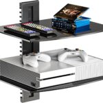 WALI Floating Entertainment Center Shelves, Holds Up to 17.6lbs, TV Shelf with Strengthened Tempered Glasses for DVD Players, Cable Boxes, Games Consoles, TV Accessories (CS202B), 2 Shelf, Black