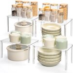 Acrylic Cabinet Organizer, Set of 4 Spice Rack Organizer for Cabinet, Desk Countertop Shelf Organizer, Pantry Kitchen Storage and Organization, Stackable Shelves House Essentials for Gift
