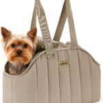 Pecute Dog Purse Carrier, Lightweight Dog Carriers for Small Dogs with Large Pockets, Dog Soft-Sided Carriers up to 9lbs, Pet Carrier for Puppy Cat Rabbit, Suitable for Travel, Subway, Khaki