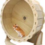 Hamiledyi Wooden Hamster Wheel, Small Pets Exercise Wheel, Silent Running Wheel for Gerbil, Mice, Guinea Pigs, Dwarf Syrian Hamster (8.26in)
