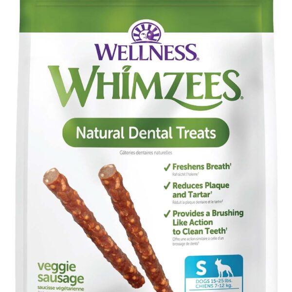 WHIMZEES Wellness Veggie Sausage Dog Dental Treats, Natural Chews, Small Size Stick, (28 Count)