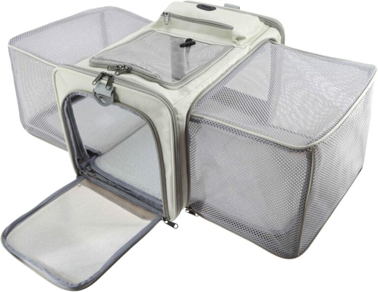 Expandable Airline Approved Cat Carrier, Soft-Sided Pet Travel Carrier with Removable Pad, Collapsible Pet Carrier for Small Animals, Beige