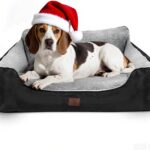 Dog Bed for Large Dogs, Rectangle Washable Orthopedic Dog Bed, Soft Calming Sleeping Bed Durable Pet Cuddler with Anti-Slip Bottom, 31x26x7, Black