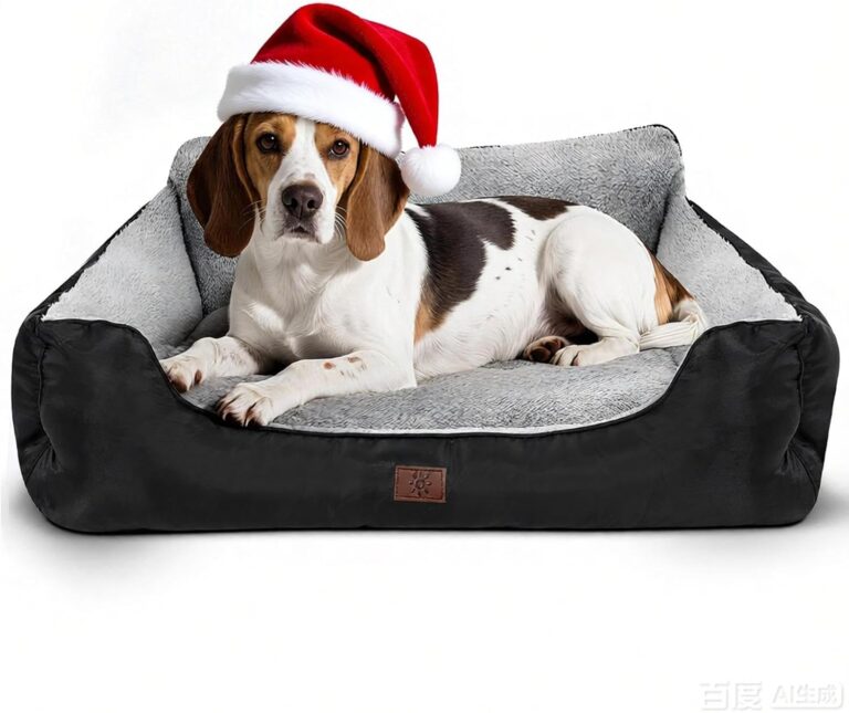 Dog Bed for Large Dogs, Rectangle Washable Orthopedic Dog Bed, Soft Calming Sleeping Bed Durable Pet Cuddler with Anti-Slip Bottom, 31x26x7, Black