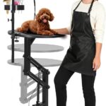 24'' Hydraulic Lift Dog Grooming Table, Adjustable Cat Drying Rotating Desktop - Foldable, Adjustable Arm, Portable, Non-Slip Grooming Table for Large Small Dogs at Home, Capacity 250LBS