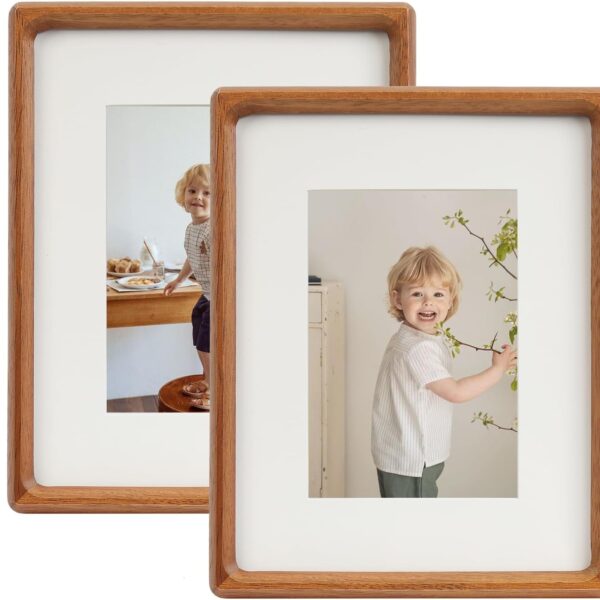 8x10 Picture Frame Set of 2 Natural Wood Photo Frames Display Pictures 5x7 with Mat or 8x10 without Mat Multi Photo Frames Collage for Wall or Tabletop Decor