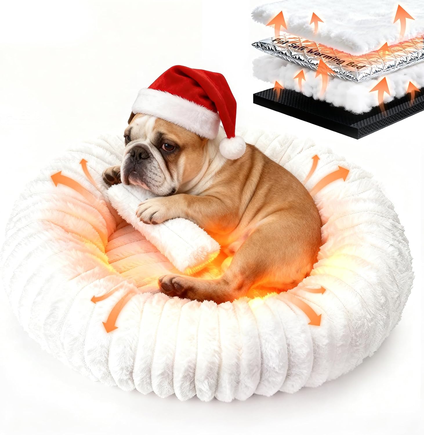 Self Warming Pet Bed, Donut Dog Bed for Small & Medium Dogs, Self-Heating Pet Bed with Non-Slip Bottom, Winter Comfort Dog Beds for Puppies, Washable & Portable Egg Tart Shape (M) Self Warming Pet Bed, Donut Dog Bed for Small & Medium Dogs, Self-Heating Pet Bed with Non-Slip Bottom, Winter Comfort Dog Beds for Puppies, Washable & Portable Egg Tart Shape (M)