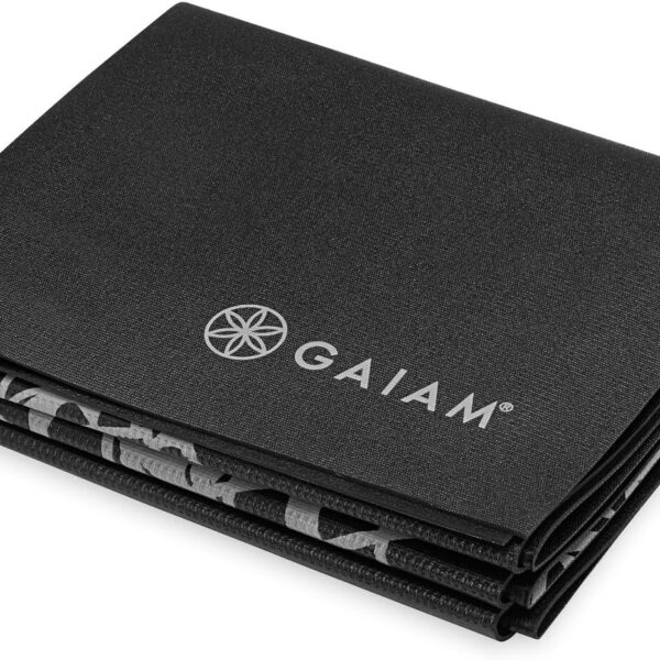 Gaiam Yoga Mat Folding Travel Fitness & Exercise Mat | Foldable Yoga Mat for All Types of Yoga, Pilates & Floor Workouts, Midnight Marrakesh, 2mm