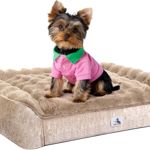 Orthopedic Dogs Bed Medium Size Dog, Comfort Pet Couch with Sides, Non-Slip Bottom, Supportive Foam Medium Dog Beds with Washable Removable Cover, Brown, 35"