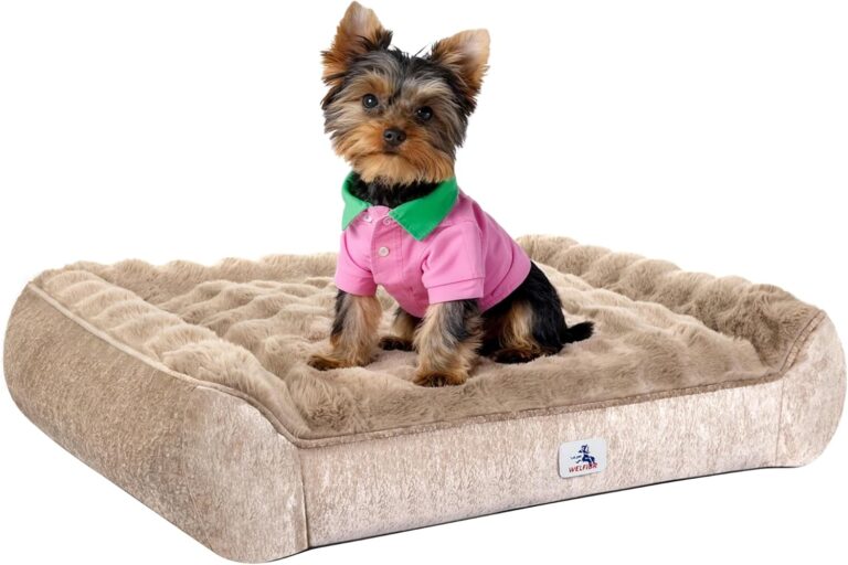 Orthopedic Dogs Bed Medium Size Dog, Comfort Pet Couch with Sides, Non-Slip Bottom, Supportive Foam Medium Dog Beds with Washable Removable Cover, Brown, 35"