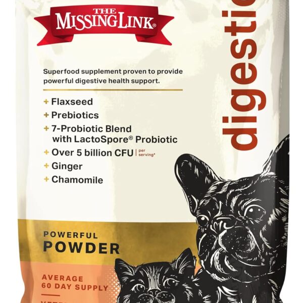 The Missing Link Digestion Superfood Supplement Powder for Dogs & Cats - Fiber, 7-Probiotic Blend + Chicory Root Prebiotic, Ginger, Chamomile - Supports Daily Digestive & Bowel Health - 1lb