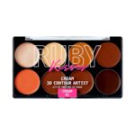 Ruby Kisses Flawless Finish with 3D Contour Cream Makeup Palette  Lightweight, Multi-Palette, Contouring Foundation, Creamy, Sculpt &Highlighting, Define Cheekbones (Dark Medium)