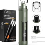 Dog Nail Grinder Upgraded - Professional 3-Speed Super Quiet and Low Vibration Electric Pet Nail Grinder with 4 LED Lights - Painless Paws Grooming & Smoothing for Small to Large Dogs (Green)