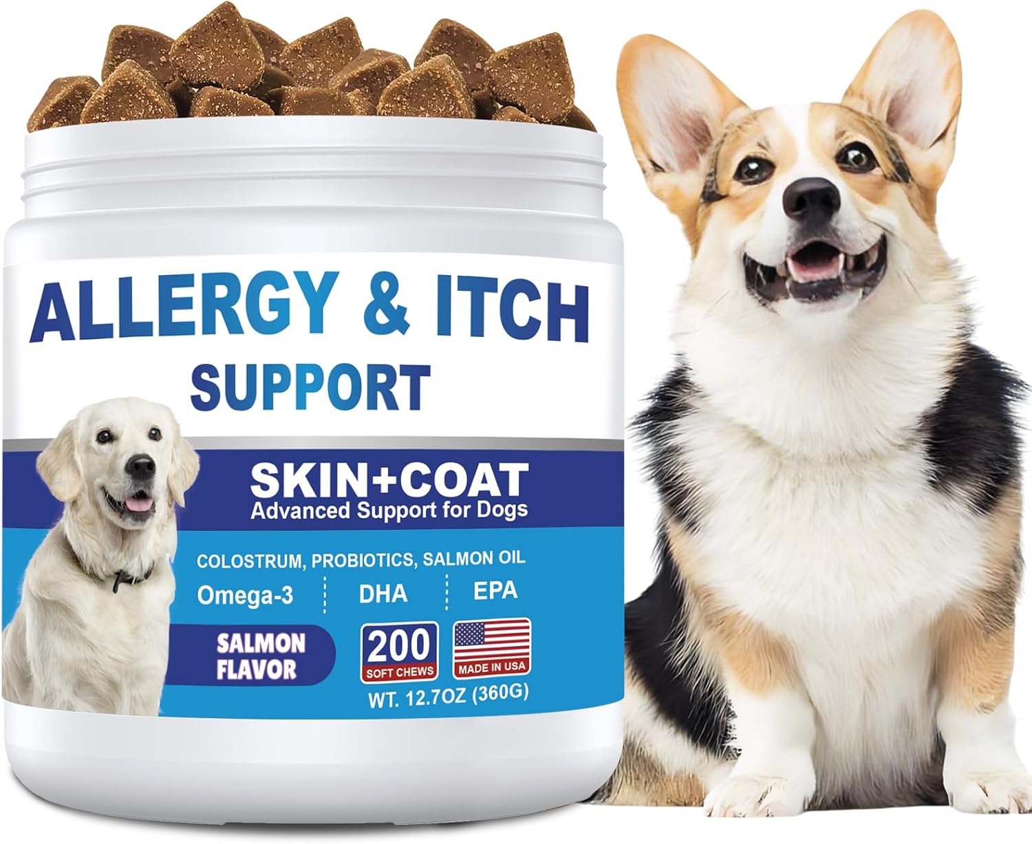 Dog Allergy and Itching Skin Chews - 200ct, Salmon Flavor Dog Allergy and Itching Skin Chews - 200ct, Salmon Flavor