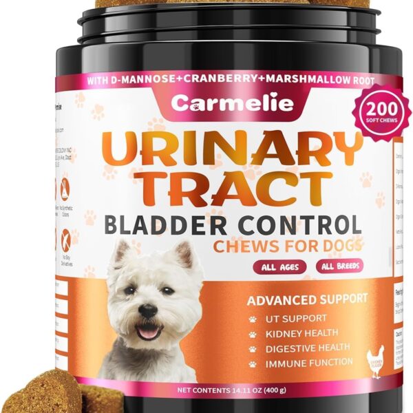 Dog Urinary Tract Supplement, Cranberry Supplement for Dog Urinary Tract, Bladder Support, Kidney Support, 200 Chews Natural Cranberry Support for Dogs