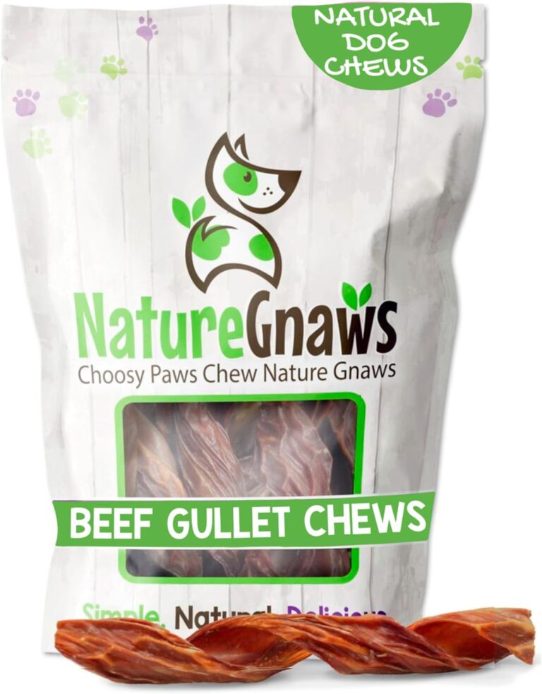 Nature Gnaws Beef Gullet Springs for Dogs 7-8" (6 Count) - Natural Beef Jerky Stick Dog Chew Treats - Rawhide Free