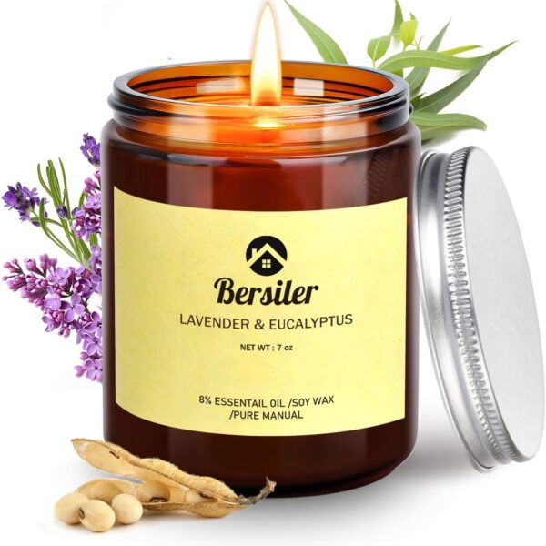 Aromatherapy Candles, Scented Candles, 7OZ Lavender Eucalyptus Candles Stress Relief and Relax for Home & Bedroom Gift for Women Birthday Christmas, Soy Wax Candle