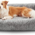 JOEJOY Dog Bed Medium Size Dog, Washable Orthopedic Premium Soft Corduroy Fleece Pet Bed with Removable Zipper Cover, Cute Calming Puppy Bed with Non Skid Bottom