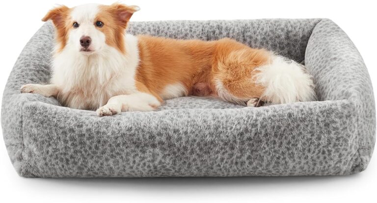 JOEJOY Dog Bed Medium Size Dog, Washable Orthopedic Premium Soft Corduroy Fleece Pet Bed with Removable Zipper Cover, Cute Calming Puppy Bed with Non Skid Bottom