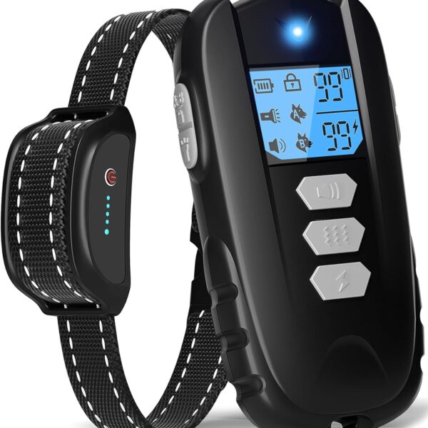 Shock Collar for Dogs, Long-Range Dog Shock Collar with Remote Control IPX7 Waterproof Dog Training Collars with Remote Rechargeable E-Collars for Small Medium Large Dogs 10-120lbs Beige