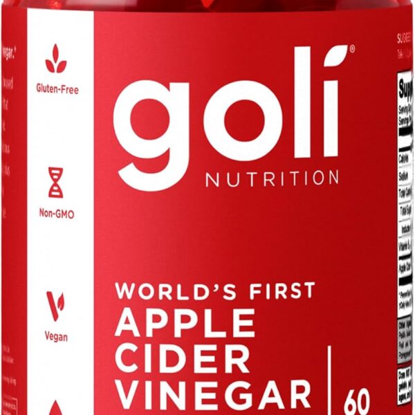 Goli Apple Cider Vinegar Gummy Vitamins - 60 Count - Vitamin B12, Gelatin-Free, Gluten-Free, Vegan & Non-GMO