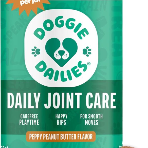 Doggie Dailies, Hip and Joint Supplement for Dogs, Glucosamine Chondroitin, Premium Hip and Joint Chews for Dogs All Breeds & Sizes, Dog Vitamins and Supplements, (Peanut Butter) 225 Chews