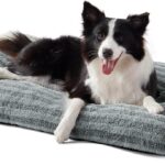 FURTIME Washable Dog Bed Large Sized Dogs, Deluxe Dog Crate Beds Comfy Fluffy Kennel Pad Anti-Slip Pet Sleeping Mat, Machine Washable Dogs Pillow, 35"x23"x3.5", Gray