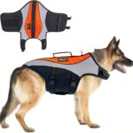 Dog Life Jackets for Large Breeds  Reflective Dog Life Vests for Swimming and Boating, Buoyancy Aid with Rescue Handle, Adjustable Swim Safety Vest (XL, Orange)