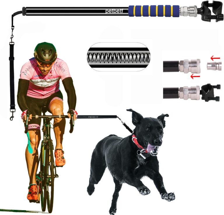 Dog Bike Leash Attachment,Second Generation Built-in Shock Absorption System Adjustable Leash Length Running slatmill for Large Small Dogs Harness Accessories,2Years Warranty Black