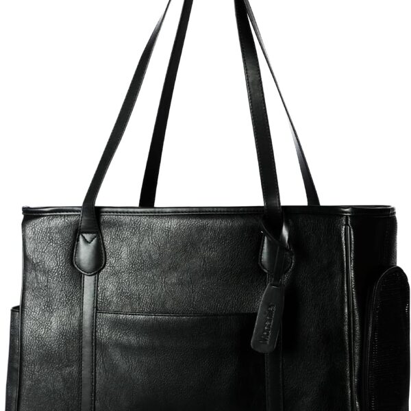 Stylish Dog Purse Carrier, Leather Pet Carrier Bag for Small Dogs Cats Puppy, Airline Approved Soft-Sided Carrier Black