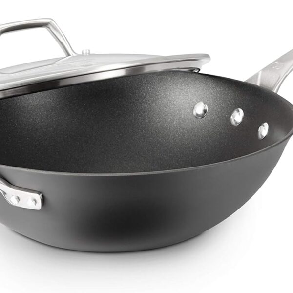 Calphalon Signature Hard-Anodized Nonstick Wok, 12", Flat-Bottom, Oven-Safe, PFOA-Free, Black