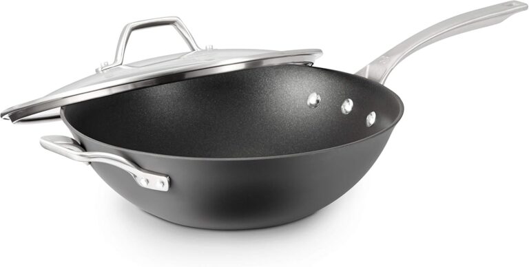 Calphalon Signature Hard-Anodized Nonstick Wok, 12", Flat-Bottom, Oven-Safe, PFOA-Free, Black