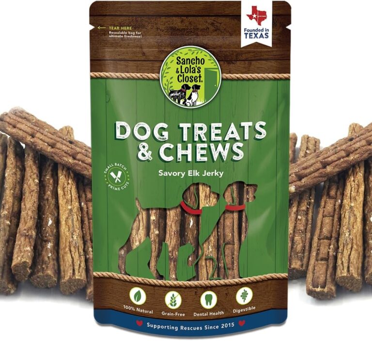 100% Natural Elk Jerky Dog Treats by Sancho and Lolas (12 Pack) Packed with Lean Protein for a Healthy Snack - Made in The USA