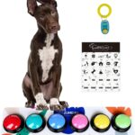 Dog Buttons for Communication - 30s Customizable Sound Button with Anti-Slip Mat & 25 Stickers,Loud and Clear Talking Buttons Set for Pets (4 Color)