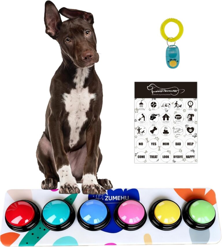 Dog Buttons for Communication - 30s Customizable Sound Button with Anti-Slip Mat & 25 Stickers,Loud and Clear Talking Buttons Set for Pets (4 Color)
